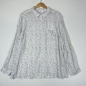 Beach Lunch Lounge‎ White Red Hearts Kisses Valentines Dress Shirt Top Womens 2X